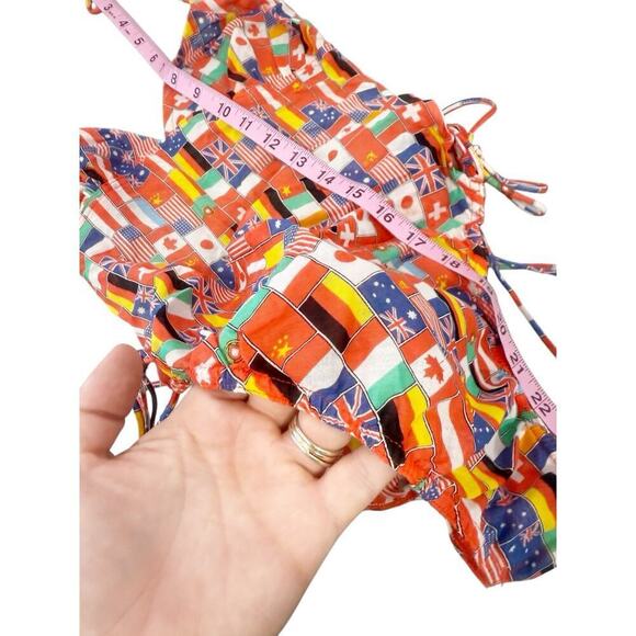 Vintage Fabric Flag Tan Through One Piece Swimsuit 70’s/80’s Open Back Women XS? - Picture 10 of 10